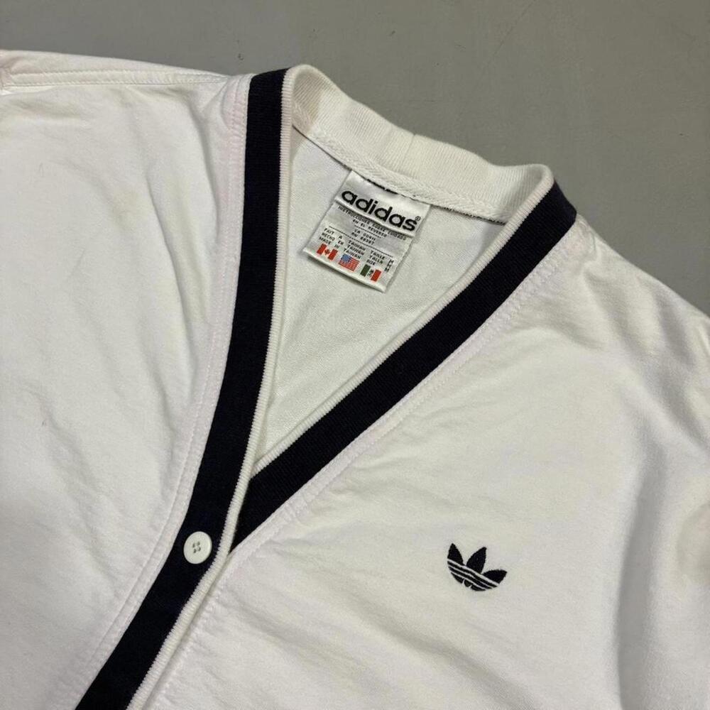 1990s Adidas Women's Retro Sporty White Cardigan - Picture 3 of 7